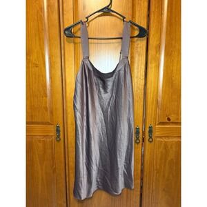 CABERNET Womens Slip Dress L Brown Satin Adjustable Straps Knee Length